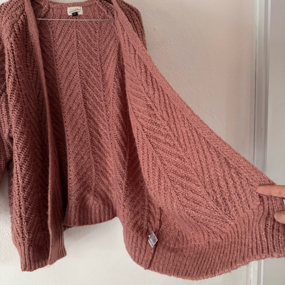 Cozy Boho Chunky Cable Knit Cardigan Rose Pink Open Front XXL Universal Thread - Picture 5 of 11